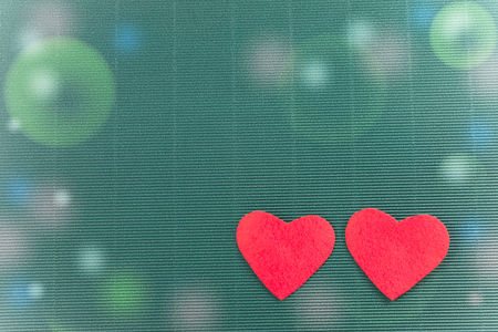 2 hearts with green background, valentine day  conceptの写真素材