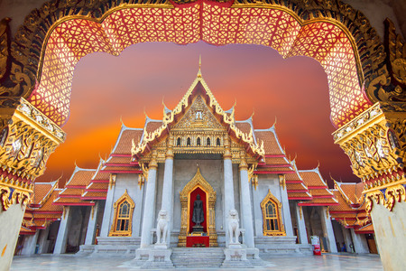 Marble Temple of Bangkok, Thailand,Wat Benchamabophit, Bangkok,の写真素材