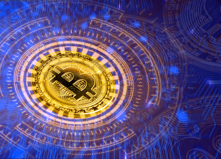 bit coin with the needs of the people on this planet. Separated from the white background.の写真素材