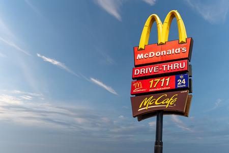 Bangkok - Bang Rak District, April 04 2019 MCDONALD logo is the No. 1 food and beverage business in Thailand.のeditorial素材