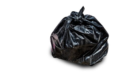 Black plastic garbage bags Isolated from the backgroundの写真素材