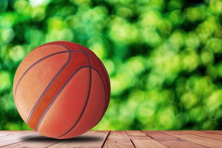 Basketball ball That is separated from the floor of sportsの写真素材