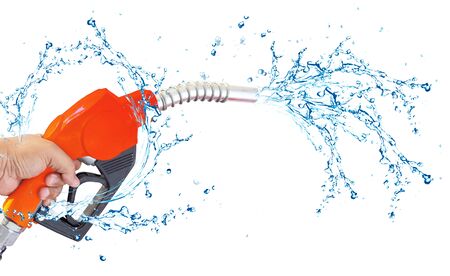 Fuel nozzle Hand holding Oil extracted from the background, clipingpartの写真素材