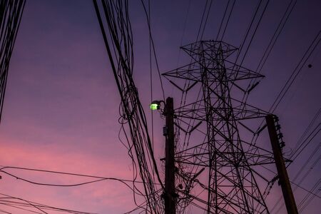 High voltage pole High voltage pole Sky background, power more than 1000v