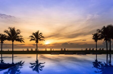 View of the sea, sunrise, pool, Asia, tourism, visibility in the sea, morning, beautiful sea viewの写真素材