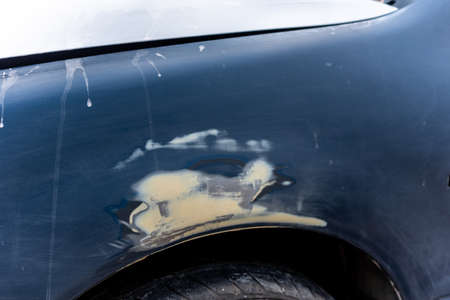 Car paint broken, repair the old paint, polish to do Iron Blue Pattern Sandpaperの写真素材
