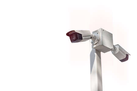 Multi-angle CCTV on pillar 360 degree system background blast cipping path.