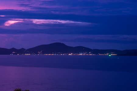 Sea view Beautiful scenery of Koh Larn which is the view of the Asian sea, sunset.
