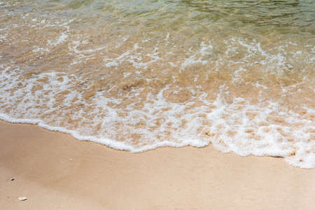 Wave, sandy beach, clear blue water View of the sea, sunrise, Asia, tourism, power of the sea,...