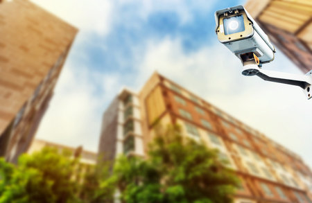 New cctv camera, security protection system New technology Photo background blur