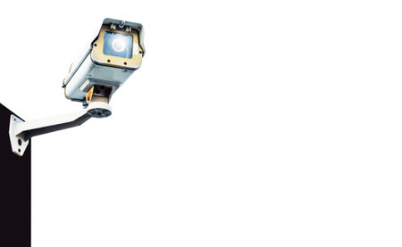 Cctv camera system, home security technology Condo outside securityの写真素材