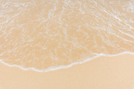 Sea waves bubbles on the sandy beach