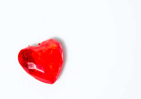 red heart on white loveの写真素材
