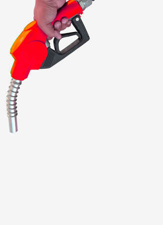 Fuel nozzle Hand holding Oil extracted from the background, clipingpartの写真素材
