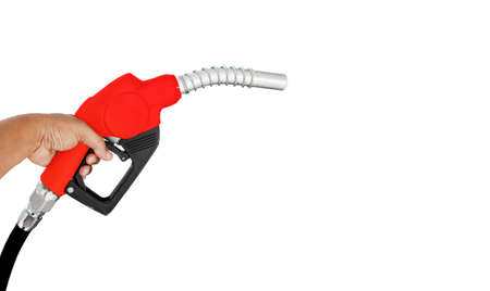 Oil dispenser handle, green color that separates from the background white background. Fuel system distributor, energy technologyの写真素材