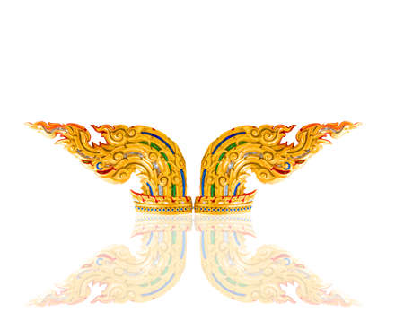 Thai golden pattern isolated from white background.の写真素材