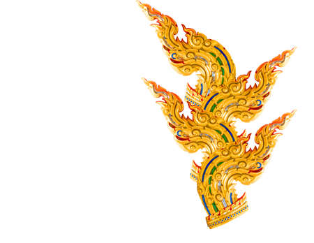 Thai golden pattern isolated from white background.の写真素材