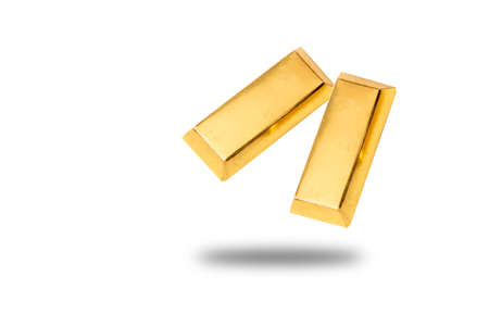 gold bar isolated on a white background gold bar on the background technology low guyの写真素材