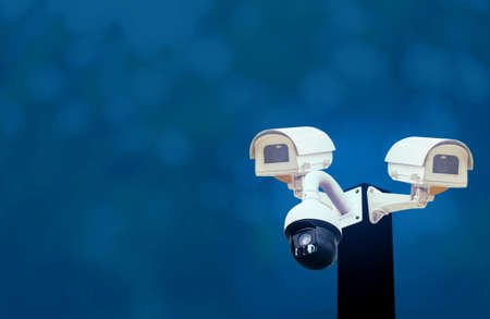 cctv on black pole,360-degree CCTV system, technology, 8k system that is careful, takes care of people, is safe 24 hours on the background.の写真素材
