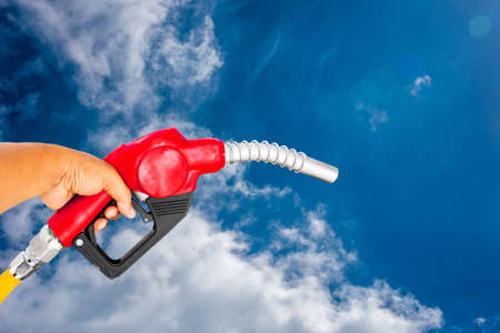 Nozzle red green yellow orange color fuel gasoline dispenser hand held separatorの写真素材