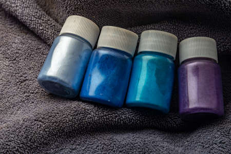 pearl powder in bottles quality mica powder color in bottles on white technology mica powderの写真素材