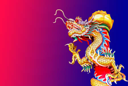 Golden Dragon Chinese natural backdrop of a motion blur.の写真素材