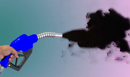 Fuel nozzle Hand holding Oil extracted from the background, clipingpartの写真素材