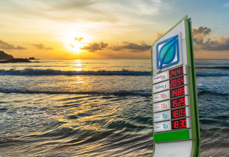 Oil price logo Bangchak Gas Station In Asia, Thailand Nonthaburi - Bang Bua Thong 20 September 2022