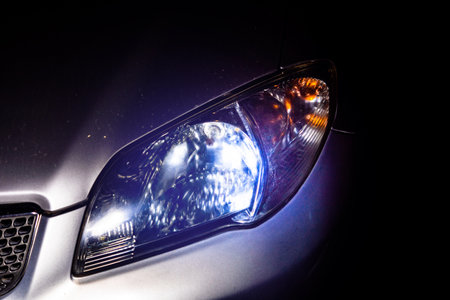 car headlight headlight of modern prestigious car close up.