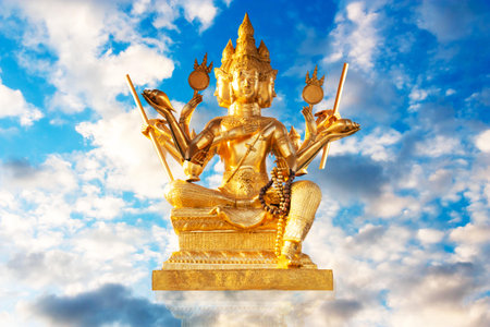 Brahma God creator The destiny of all things Isolated from the white backgroundの写真素材