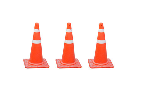 Red rubber cone, traffic cone separated from the background for use.の写真素材