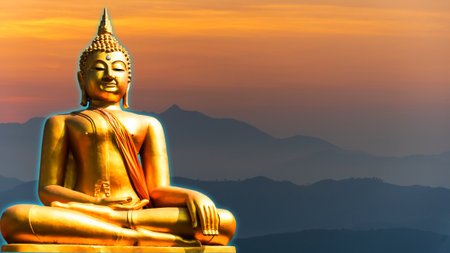 Buddha golden from nature stone ancient ancient times clipping partの写真素材