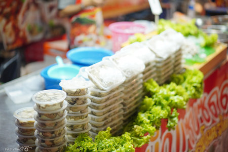 Street food is delicious Asian food in Thailand, and it's healthy. Street food is available 24 hours a day. The Asian Food Festival in Thailand, Bangkok, Khao San Road, January 14, 2026.のeditorial素材