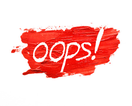 red lipstick stroke on white background with \\\\\\\"oops\\\\\\\"の写真素材
