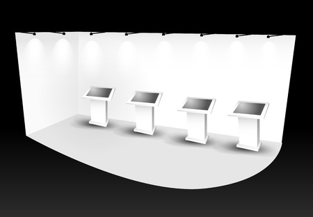 trade show booth with monitorのイラスト素材