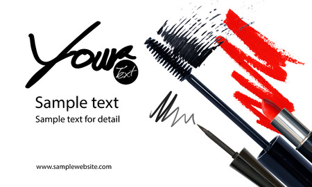 Makeup artist business card template with makeup items backgroundの写真素材
