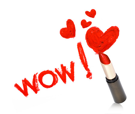 Inscription lipstick "WOW"の写真素材