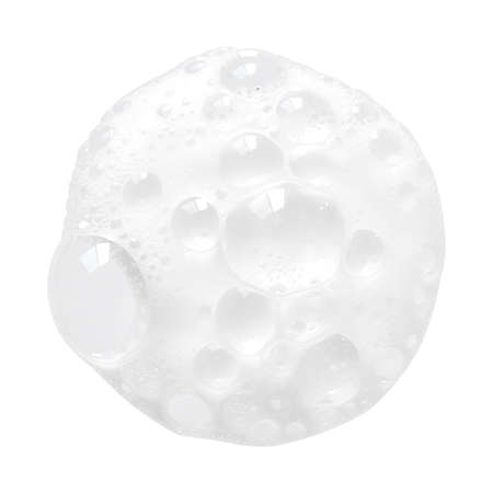 White facial foam creamy bubble soap sponge isolated on white backgroundの写真素材