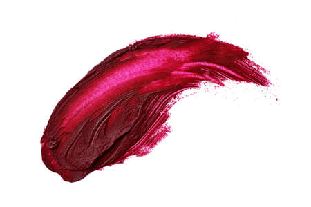 Smudge red matte lipstick isolated on white backgroundの写真素材