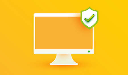 website interface security icon on yellow backround. Money protection online shopping sign or symbol design for banking applications and website concept vector illustrationのイラスト素材