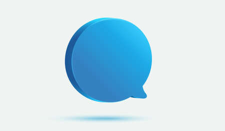 Blue message bubble 3d vector icon. Speech bubble on backgroundのイラスト素材
