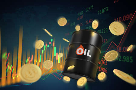 oil barrels with chart in the investment market data business 3d illustrationの写真素材