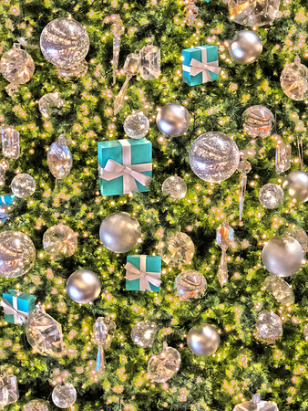 Macro image of Christmas tree decorationsの写真素材