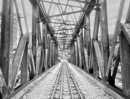 B&W Image of Empty Old Bukit Timah railway track in Singaporeのeditorial素材