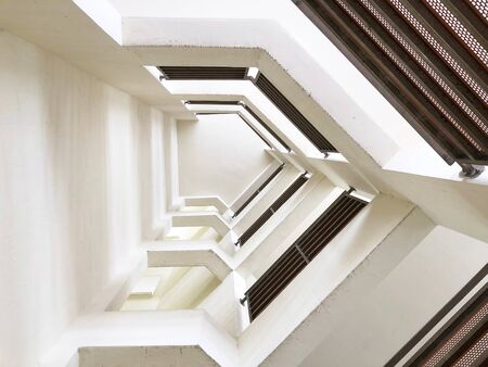 worm's eye view of building structure, depicting a house's shape