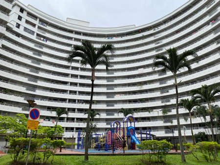 Blocks of residential apartment with curvy exterior