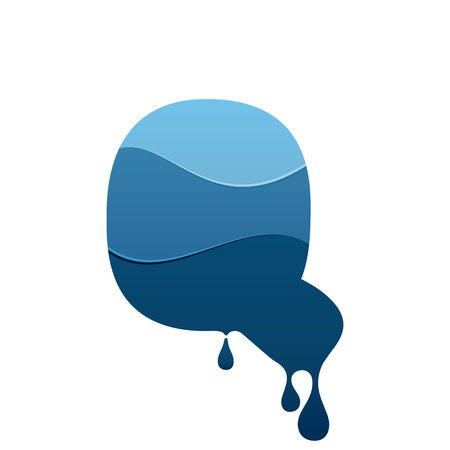 Q letter icon with blue water and drops. Chemical and oil industries. Vector design template elements for your application or corporate identity.のイラスト素材