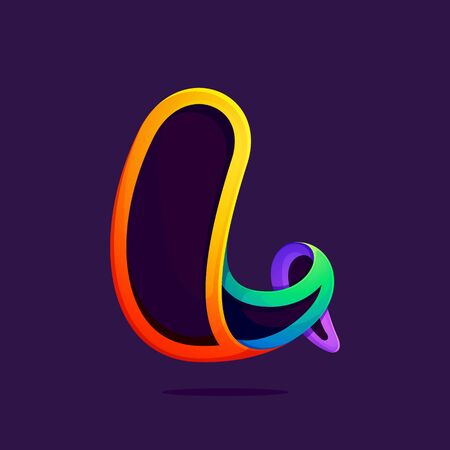 L letter one line rainbow colors. Font style, vector design template elements for your application or corporate identity.のイラスト素材