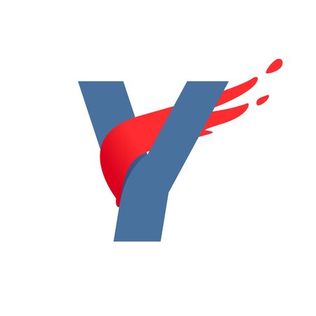 Y letter logo with fast speed red flag line. Font style, delivery, sports etc vector design template elements.のイラスト素材