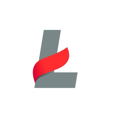 L letter icon with fast speed red wing. Typeface,  design template elements for sport, race, aviation etc.のイラスト素材